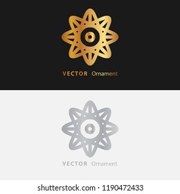 Vector design ornaments gold color  and white with black background on eps 10