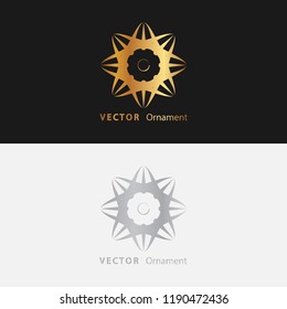 Vector design ornaments gold color  and white with black background on eps 10