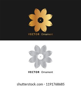 Vector design ornaments gold color and white with black background on eps 10