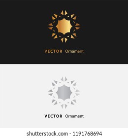 Vector design ornaments gold color and white with black background on eps 10