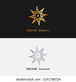 Vector design ornaments gold color and white with black background on eps 10
