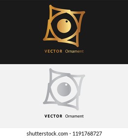 Vector design ornaments gold color and white with black background on eps 10
