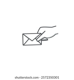 vector design outline of a hand delivering an envelope.