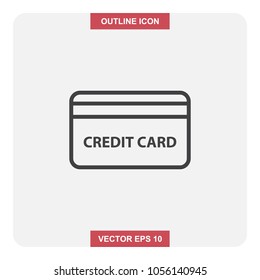 Vector design of outline icon, Credit card or ATM thin lines stroke symbol for web or mobile element.