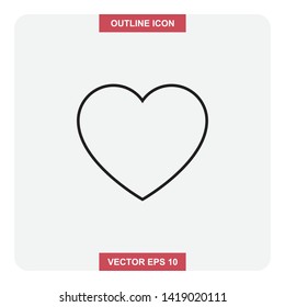 Vector design of outline icon, Heart thin lines stroke symbol for web or mobile element.