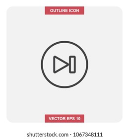 Vector design of outline icon, Next or arrow button thin lines stroke symbol for web or mobile element.