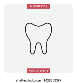 Vector design of outline icon, Tooth thin lines stroke symbol for web or mobile element.