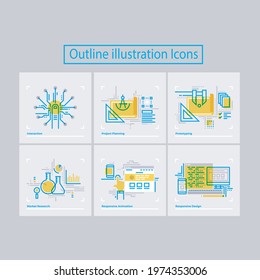 Vector design of outline icons
