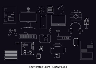 Vector design outline icons work office