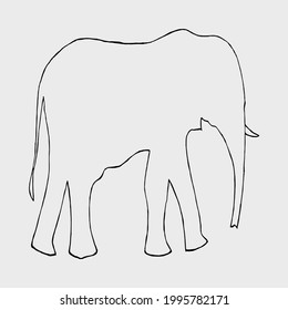 Vector design of a outline of a wild elephant 