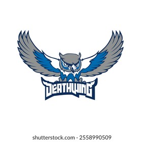 Vector design of owl with blue-gray two-tone deadly wings