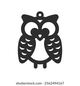 Vector design with owl shape for earrings, pendant, bracelet or keychain. Cutout silhouette, jewelry cnc laser cut template for metal, wood or leather. Beautiful hanging bijouterie