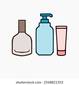 vector design of packaging bottles of various shapes on a white background