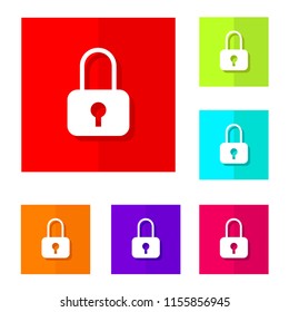 vector design of padlock flat icon button with color choice