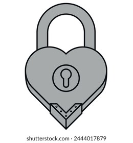 Vector design of Padlock with heart shape as a symbol of love
