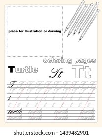 vector design page layout of the English alphabet to teach writing upper and lower case letters with a place to insert an illustration or drawing EPS 10