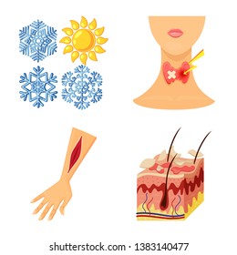 Vector design of pain  and dermatology logo. Set of pain  and healthcare stock vector illustration.