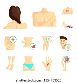 Vector design of pain and disease icon. Set of pain and injury stock symbol for web.