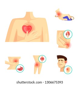 Vector design of pain and disease logo. Collection of pain and injury stock vector illustration.
