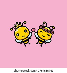 Vector design of a pair of cute bees