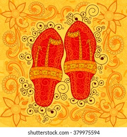 Vector design of pair of Kolhapuri sandal in Indian art style