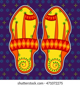 Vector design of pair of Kolhapuri sandal in Indian art style