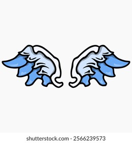 vector design of a pair of wings in cartoon style on a white background