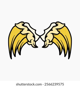 vector design of a pair of wings in cartoon style on a white background