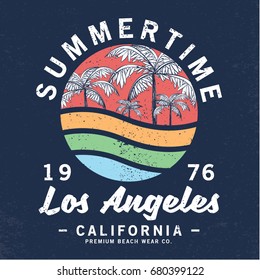 vector design with palms and typo for tee print