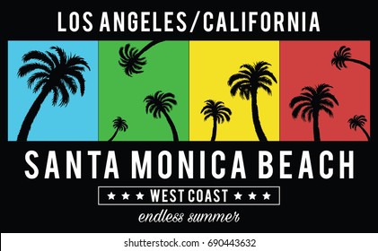 vector design with palms and typo for tee print