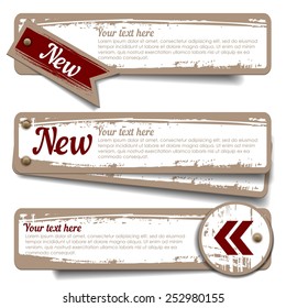 Vector design, paper, cardboard imitation, infographics banners