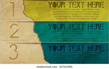 Vector design, paper, cardboard imitation, infographics banners
