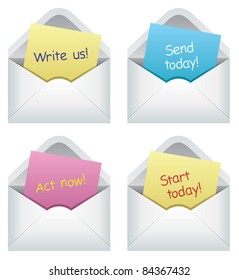 vector design of paper notes in envelopes