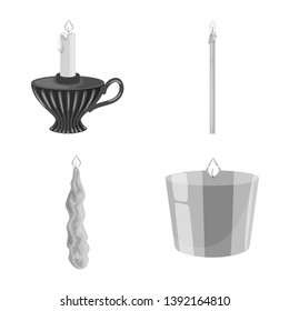 Vector design of paraffin and fire  sign. Set of paraffin and decoration    vector icon for stock.