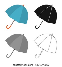 Vector design of parasol and autumn sign. Set of parasol and storm stock symbol for web.
