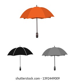 Vector design of parasol and water logo. Set of parasol and yellow stock symbol for web.