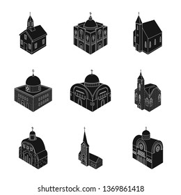 Vector design of parish and faith icon. Set of parish and building stock vector illustration.