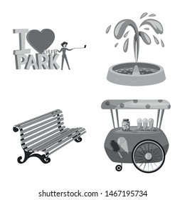 Vector design of park and city logo. Set of park and street stock symbol for web.