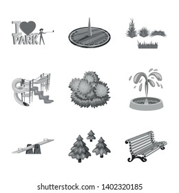 Vector design of park and city symbol. Set of park and street vector icon for stock.