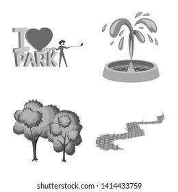Vector design of park and city symbol. Collection of park and street stock symbol for web.