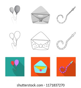 Vector design of party and birthday icon. Collection of party and celebration stock vector illustration.