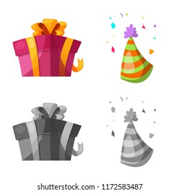 Vector design of party and birthday icon. Collection of party and celebration stock vector illustration.