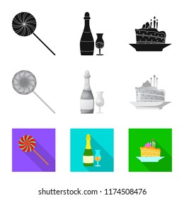 Vector design of party and birthday icon. Collection of party and celebration vector icon for stock.