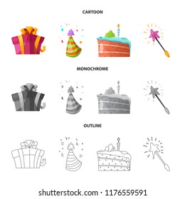 Vector design of party and birthday icon. Set of party and celebration vector icon for stock.