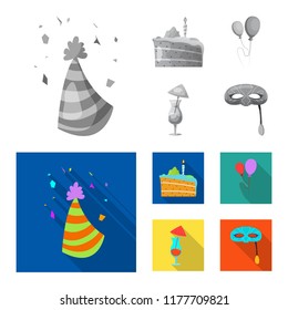 Vector design of party and birthday icon. Set of party and celebration vector icon for stock.