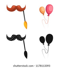 Vector design of party and birthday icon. Collection of party and celebration vector icon for stock.