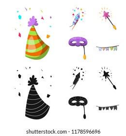 Vector design of party and birthday icon. Set of party and celebration stock vector illustration.