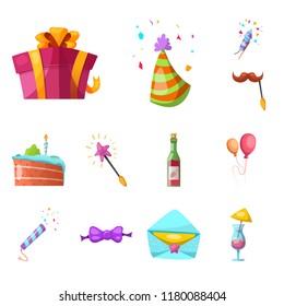 Vector design of party and birthday icon. Set of party and celebration stock symbol for web.