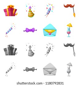 Vector design of party and birthday icon. Collection of party and celebration stock vector illustration.