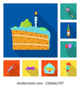 Vector design of party and birthday icon. Set of party and celebration stock vector illustration.